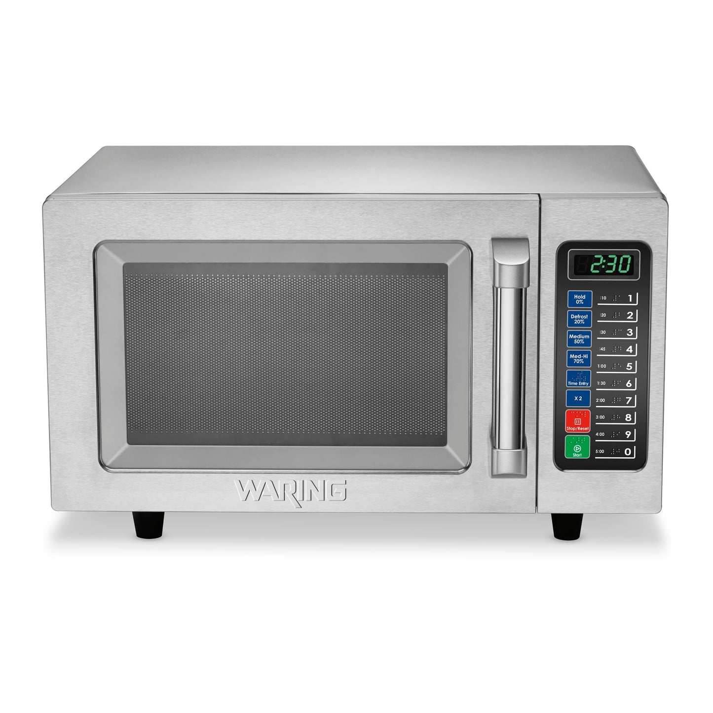 Waring Commercial WMO90 Medium Duty Microwave Oven, 0.9 Cubic Feet, 10 Programmable Memory Settings, 5 Power Levels, Stainless Steel Construction, 120V, 1000W, 5-15 Phase Plug