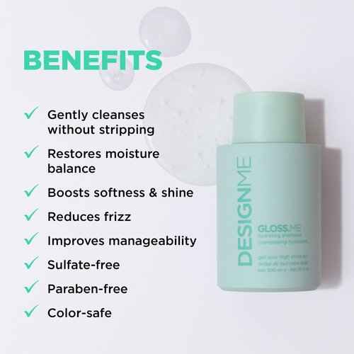 GLOSS.ME Hydrating & Shine System by DESIGNME | Natural, Sulfate Free Shampoo, Hair Conditioner for Dry Hair, Hair Serum, & Hair Mask | With Moisturizing Argan Oil for Strong, Soft & Shiny Hair