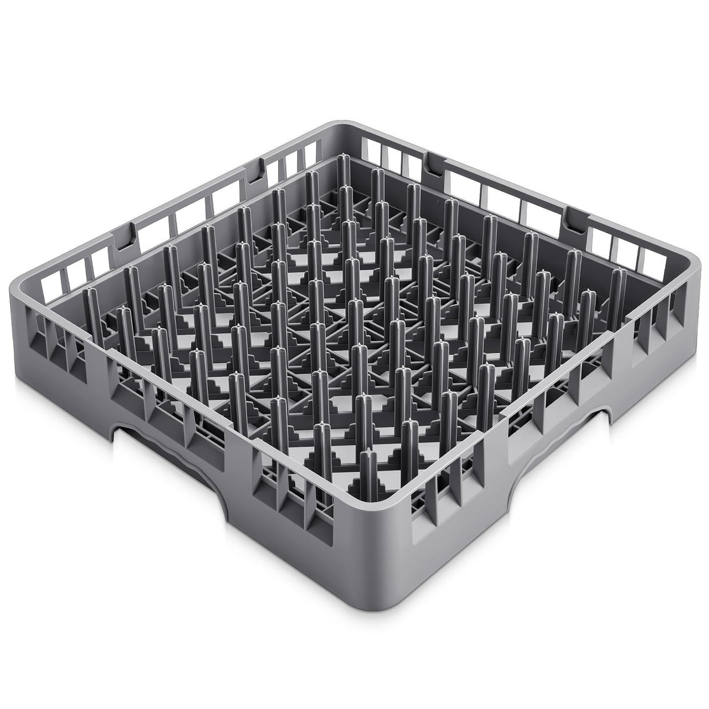 Aurelema 1 Pack Commercial Dishwasher Tray Rack Polypropylene Full Size Flatware Rack for Bowls Plates Knives Forks Cups (Peg Dish,Gray)