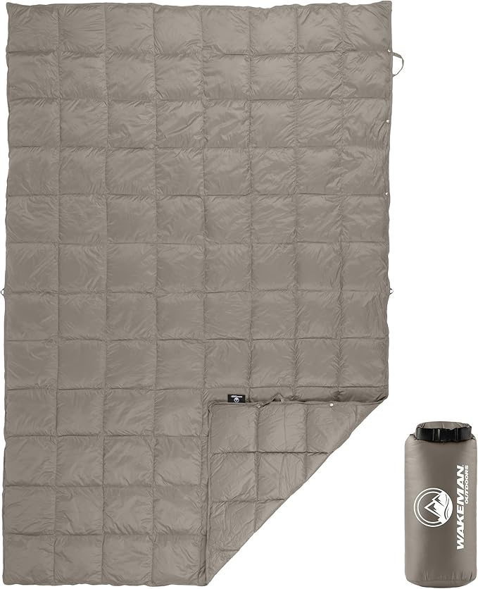 Down Camping Blanket Packable 78x52” Ultralight Compact Travel Blanket with Bag - Puffy Wearable Sleeping Gear for Camp, H...