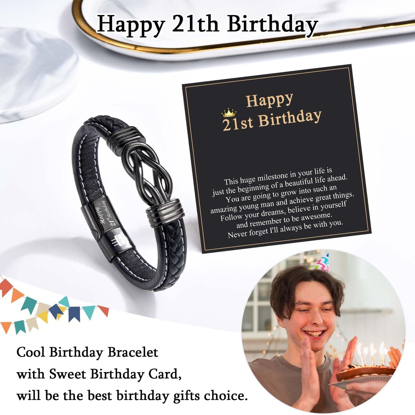 21st Birthday Gifts for Him 21 Year Old Birthday Gifts for Him 21st Birthday Leather Bracelet Gifts Ideas for 21 Year Old Male Boyfriend Son Brother Grandson Nephew Best Friend