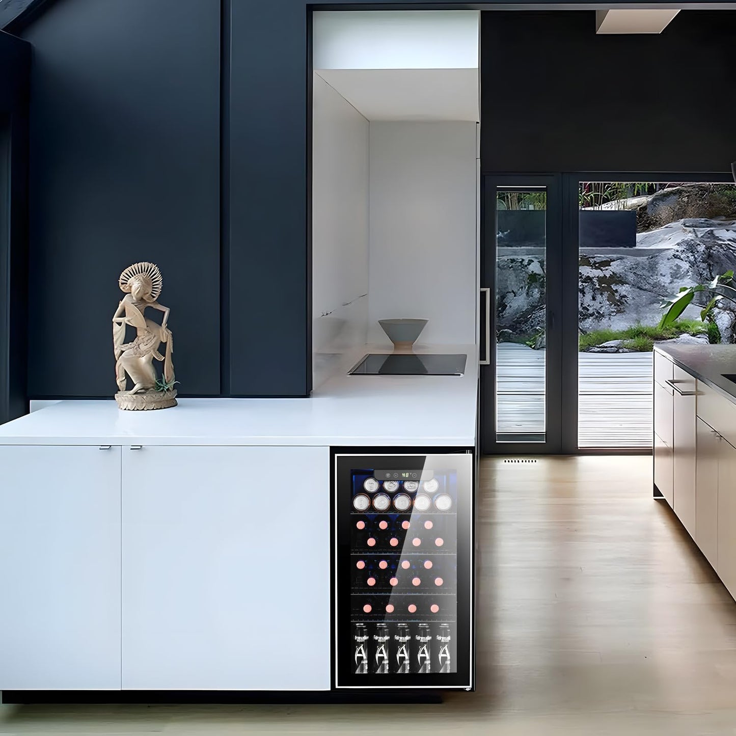 Antarctic Star 26 Bottle 3.2cu.ft Wine Cooler/Beverage Refrigerator Compact Wine Cellar with Glass Door Adjustable Temperature Control for Bar/Home/Office Freestanding Indoor Use,Black