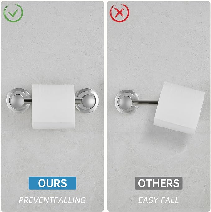 RUMOSE Toilet Paper Roll Holder Bathroom Flexible Pivoting Tissue Handle on Wall Mounted Polished Chrome Rustproof Toilet Tissue Roll Holder,Stainless Steel