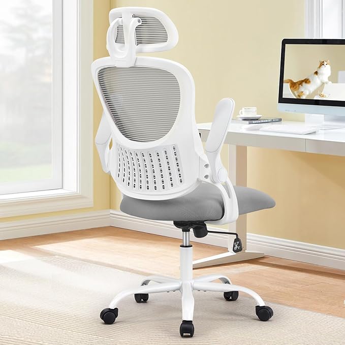 Sweetcrispy Home Office Desk Chair, Ergonomic High-Back Mesh Rolling Work Computer Chairs with Wheels and Adjustable Headr...