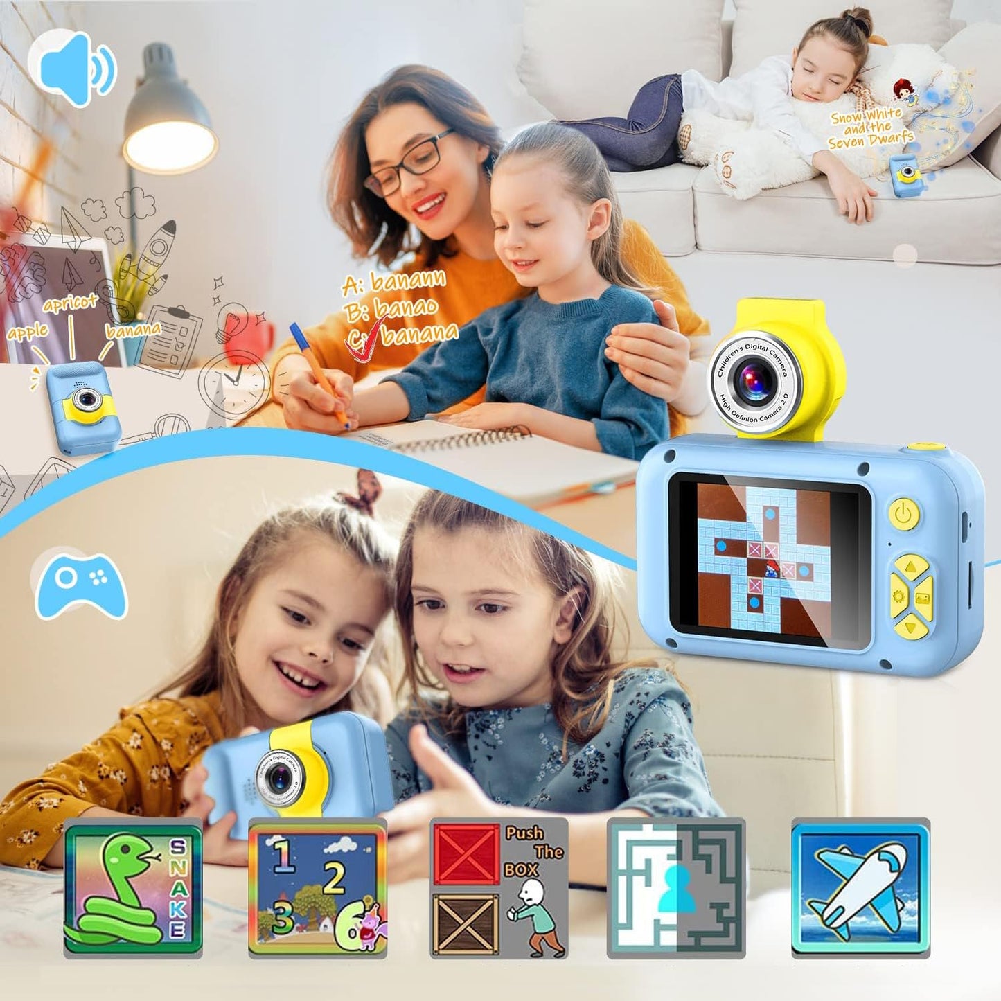ARNSSIEN Kids Camera, Toddler Kid Digital Camera with 180°Flip Lens & 2.4in IPS Screen, Birthday Festival Gifts Present Toy for 4 5 6 7 8 9 10 11 Year Old Girls/Boys, 32 GB Card Included, X101