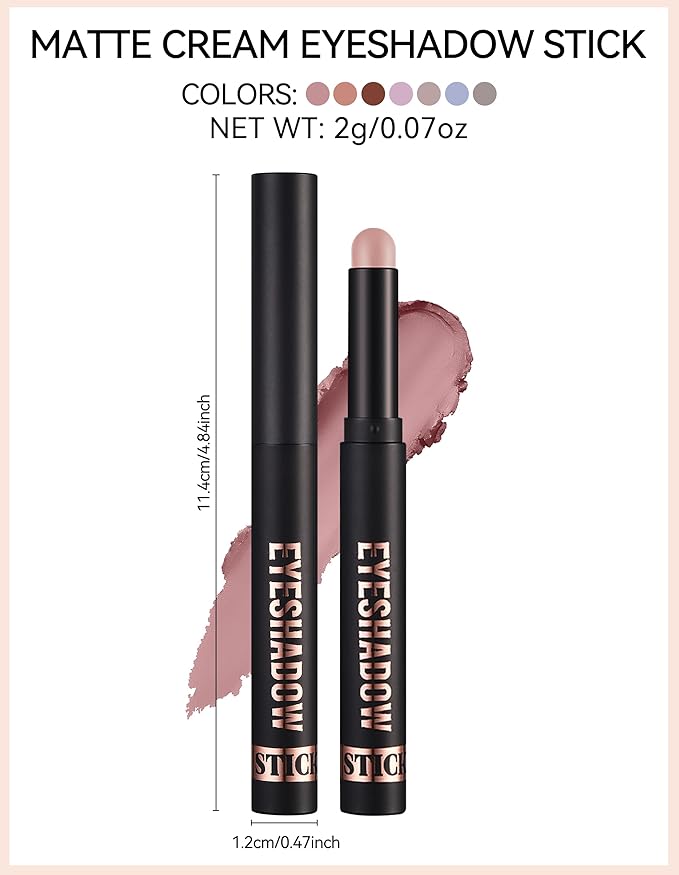 Erinde Waterproof Cream Eyeshadow Stick, Matte Nude Eye Shadow Sticks, Longwear Blendable High Pigmented, Neutral Eye Shadow Sticks Matte for Older Eyes, Smokey Eyeshadow Pencil Crayon, 17 Mauve