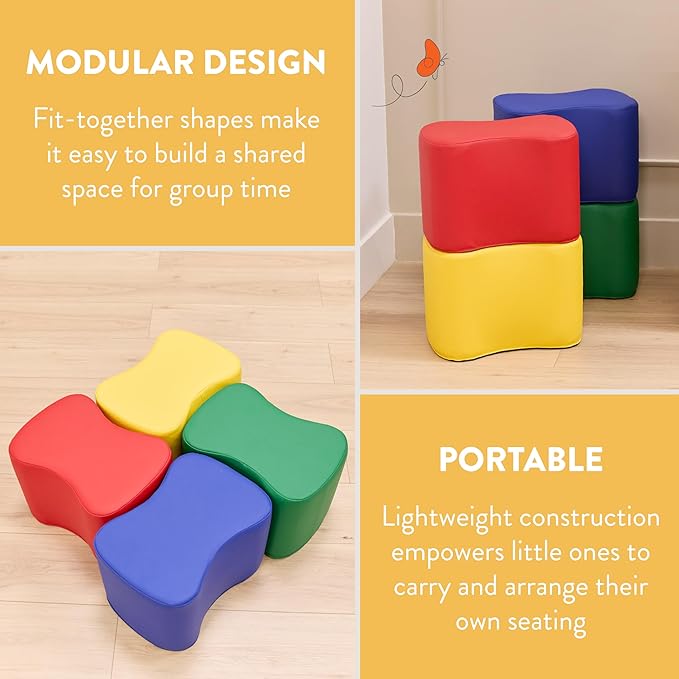 Back2School Express Butterfly Stool Set, Flexible Seating, Assorted, 4-Piece