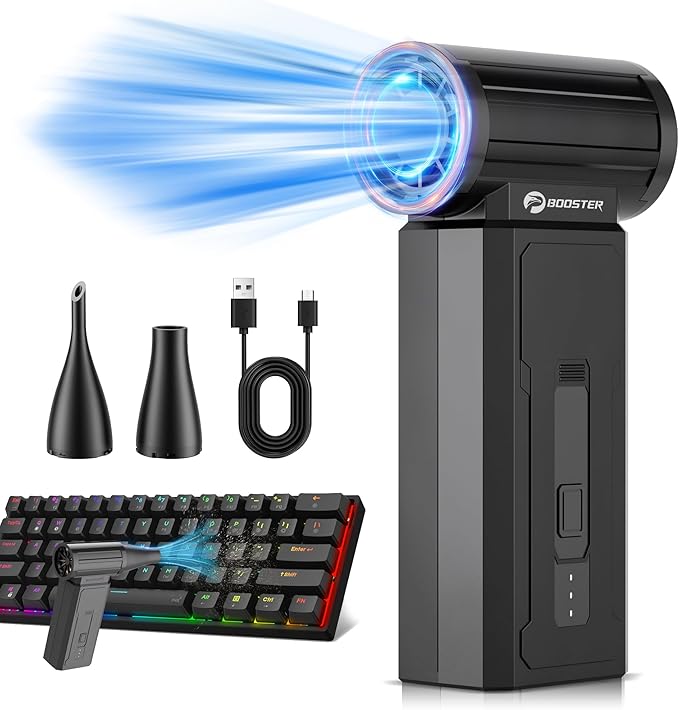 Compressed Air Duster-100000RPM Powerful Electric Air Duster, 4-Gear Adjustable Mini Blower,One-tap Turbo, Fast Charging, Dust Blower for Computer, Keyboard, House, Outdoor and Car