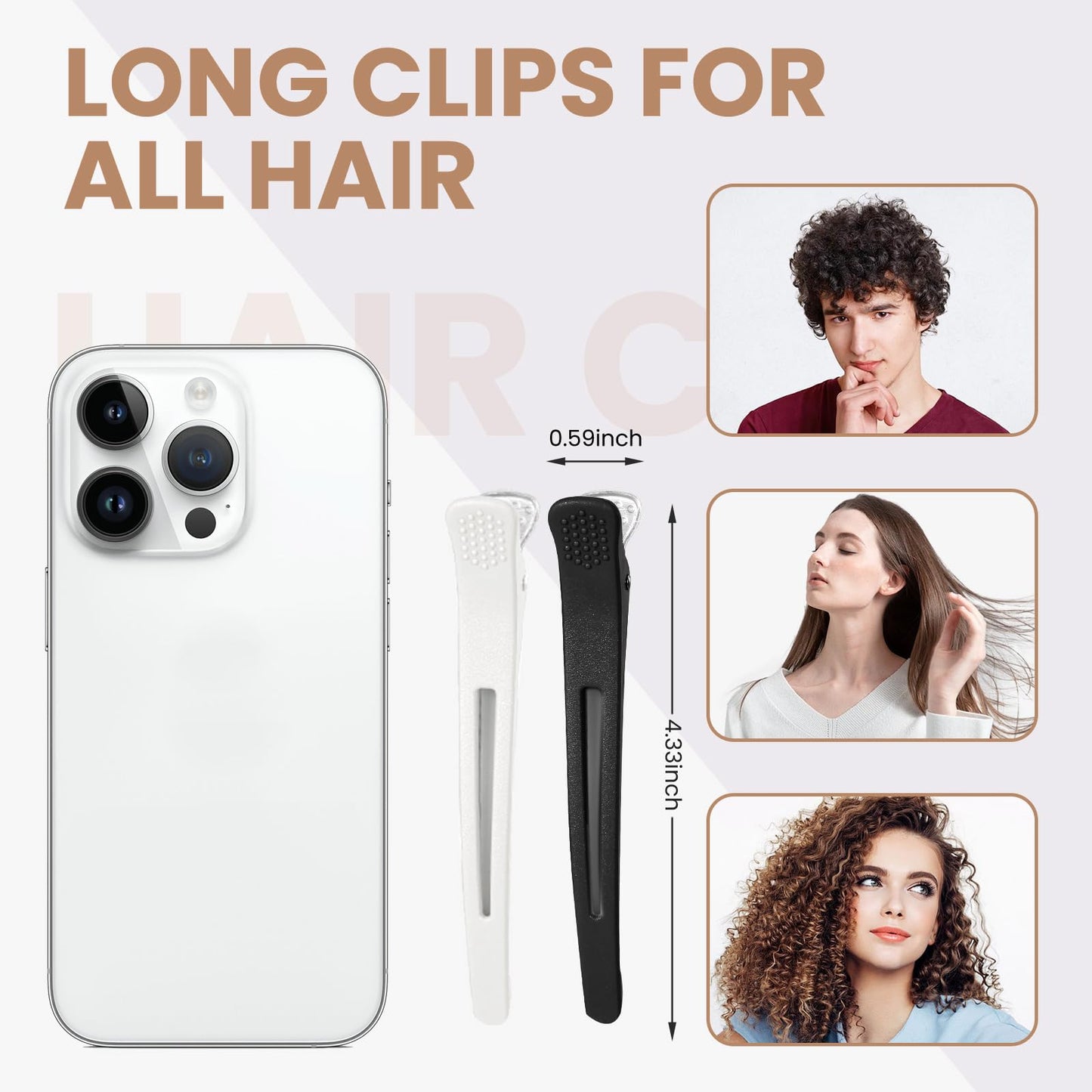 Medoca Hair Clips for Styling - 6 pcs No Crease Hair Clips for Women - Non Slip Duck Billed Hair Roller Clips with Silicone Band