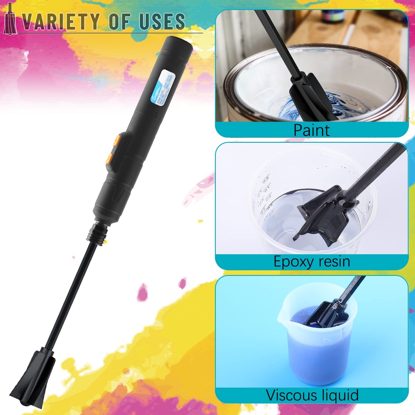 Suzzam Resin Mixer Paddles, 6 pcs Plastic Epoxy Mixer for Drill Paint Stirrer for Drill, Reusable Multipurpose for Resin Mixing, Paint Mixing