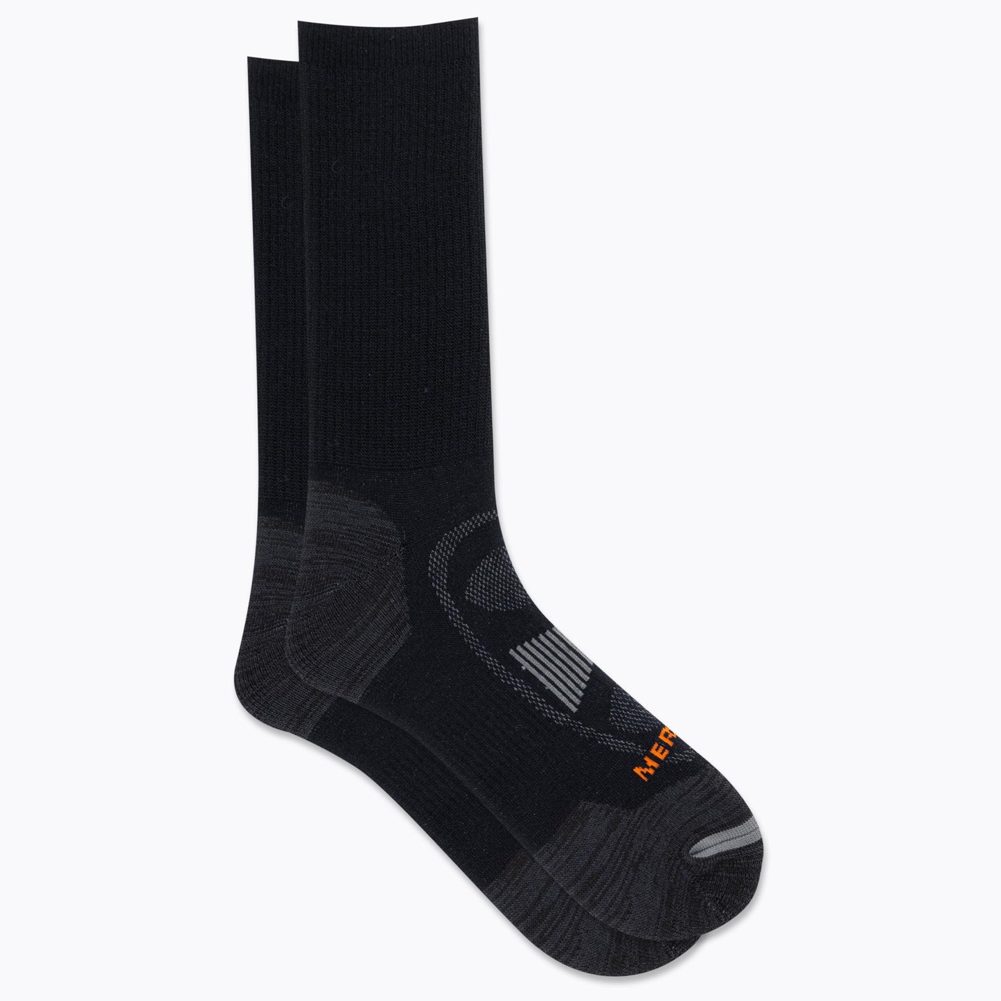 Merrell Men's and Women's Zoned Cushioned Wool Hiking Crew Socks-1 Pair Pack-Breathable Arch Support, Black, Large-X-Large