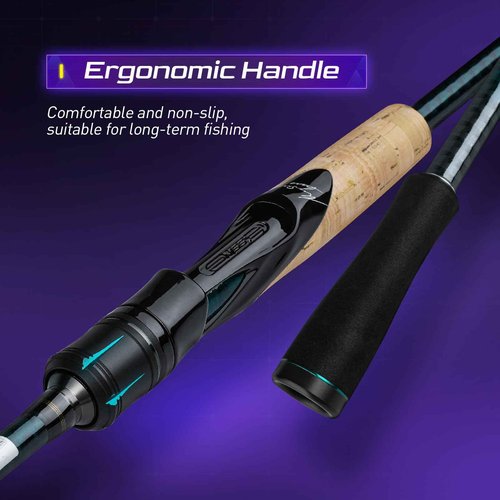 HANDING Magic L Bass Fishing Rod 7' Medium Light Spinning Rod 2-Piece Moderate Fast with Fuji Guide Rings and 30T+24T Carbon Fiber for Trout Bass Walleye