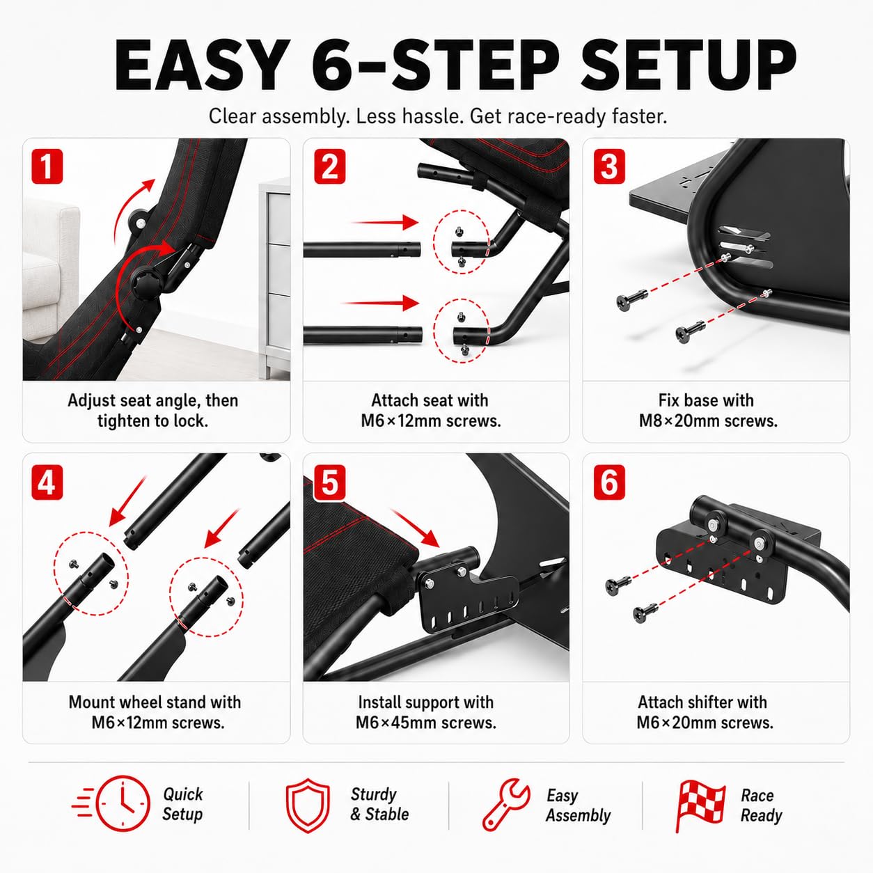 RACGTING Racing Simulator Cockpit - Adjustable Sim Racing Cockpit with Seat Compatible with Logitech G920 G29 G923, Thrustmaster T248 T300 T150 TX, for Xbox PS5 PS4 PC, Fits Fanatec DD1/DD2
