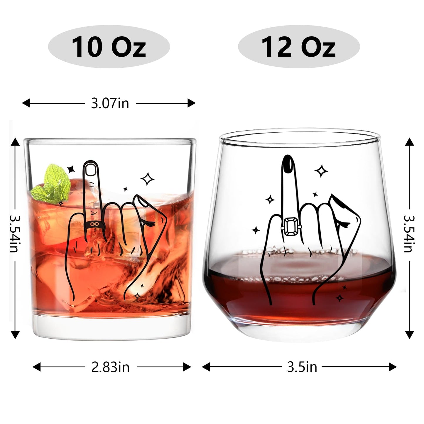 Futtumy Ring Finger Wine Glasses and Whisky Glasses, Wedding Gifts for Couples, Bridal Shower Gifts, Engagement Gift, Bride and Groom Gift, Engagement Present for Couples Mr. Mrs. His Hers