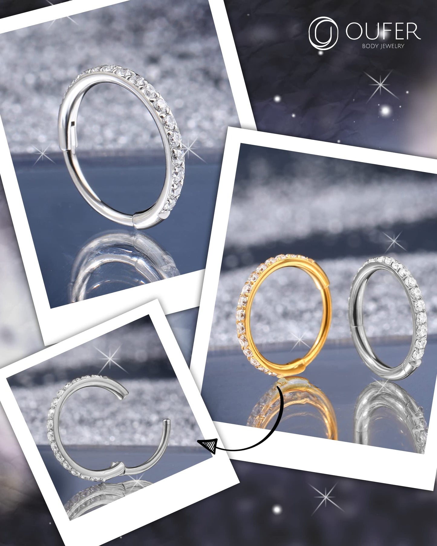 OUFER 18g Nose Rings, 7mm Nose Ring Hoop, Cartilage Earrings Hoops, Surgical Steel Helix Tragus Rook Daith Nosril Piercing Jewel