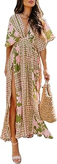 Quatrefox Womens V Neck Flutter Sleeve Boho Midi Dress Summer Wedding Guest Beach Party Long Dresses