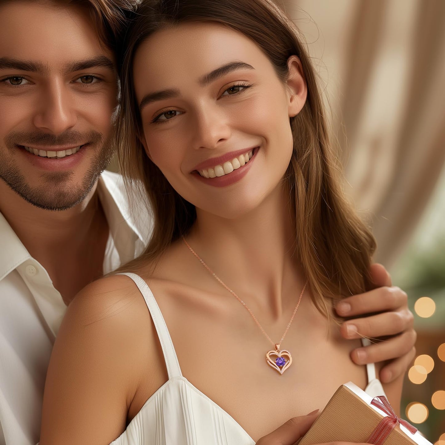 LOUISA SECRET Love Heart Birthstone Necklaces for Women 925 Sterling Silver Pendant Necklace Birthday Mother's Day Jewelry Gift