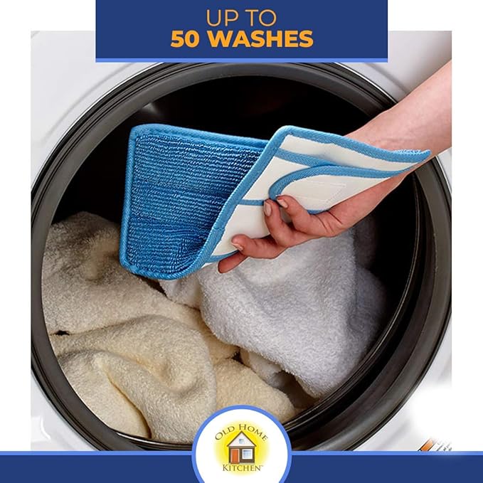 Microfiber Reusable Mop Pad | Durable Machine Washable Floor Cleaning Pads | Swiffer Compatible Dry Mop Pads (6 Pack)