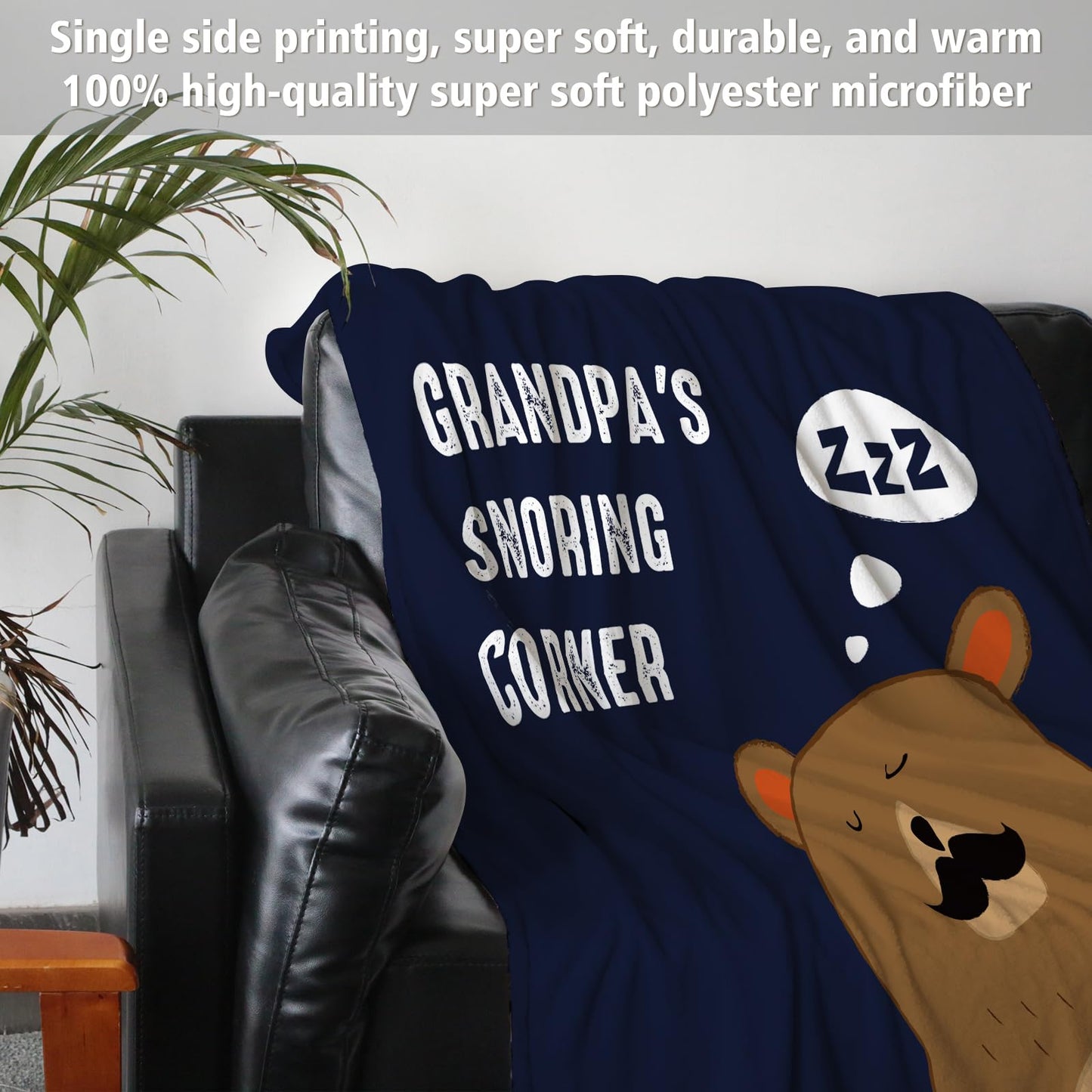 Niyewsor Grandpa Gifts, Grandparents Day Gifts for Grandpa, Birthday Gift for Grandfather, Grandpa's Snoring Corner Blanket, Gift for Grandfather from Granddaughter, Grandkids, 60"x50"