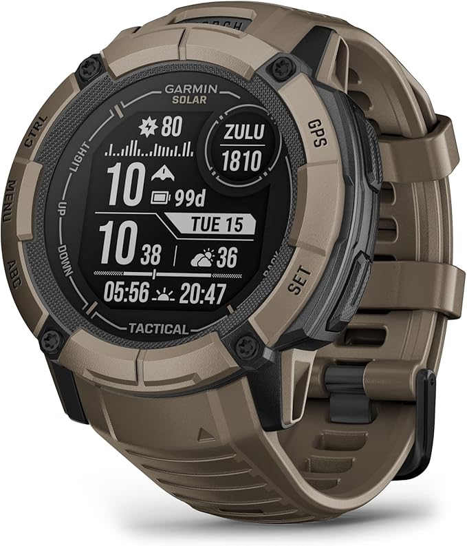 Garmin Instinct 2X Solar - Tactical Edition, Rugged GPS Smartwatch, Built-in Flashlight, Ballistics Calculator, Solar Char...