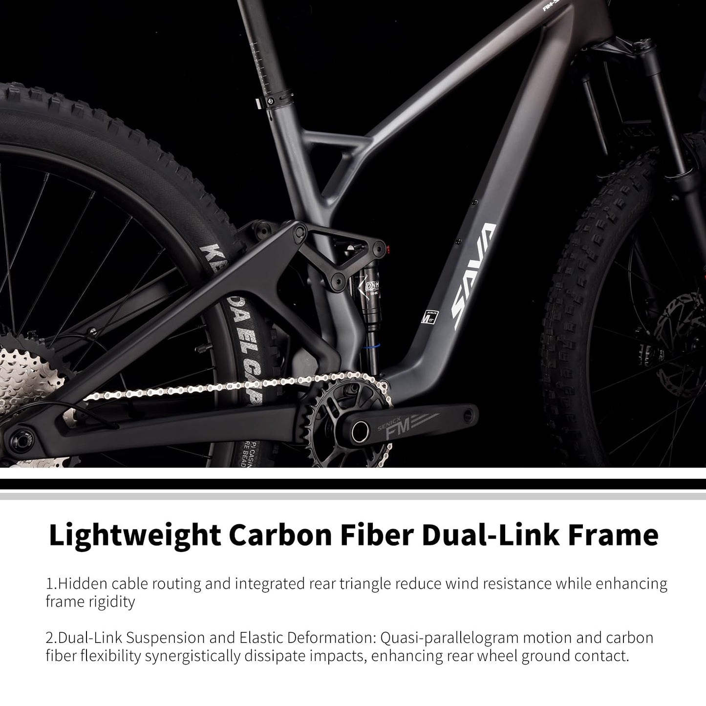 SAVADECK Carbon Fiber Soft Tail Mountain Bike All Terrain Suspension Off-Road Fox Front Fork and Adult Racing, Firepower Orange-M6100-12 Speed (Red, 29 * 19)