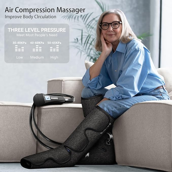 UMARMUNG Air Compression Leg Massager with Heat, Gifts for Women Men Mom Dad, Leg Foot Massager Gift for Christmas, Fathers Day, Mothers Day, Vericose Veins, Edema, Muscle Fatigue, Cramps, Swelling