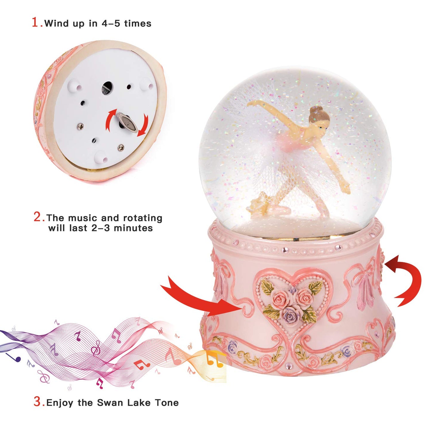 Septwonder Ballerina Snow Globe, Snowglobe for Wife, Daughter, Granny and Granddaugther (Swan Lake)