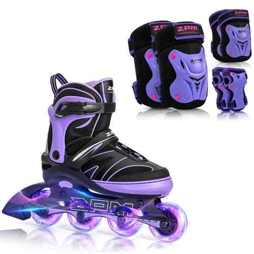 2PM SPORTS Purple M Inline Skates & Purple M Protective Gear Set