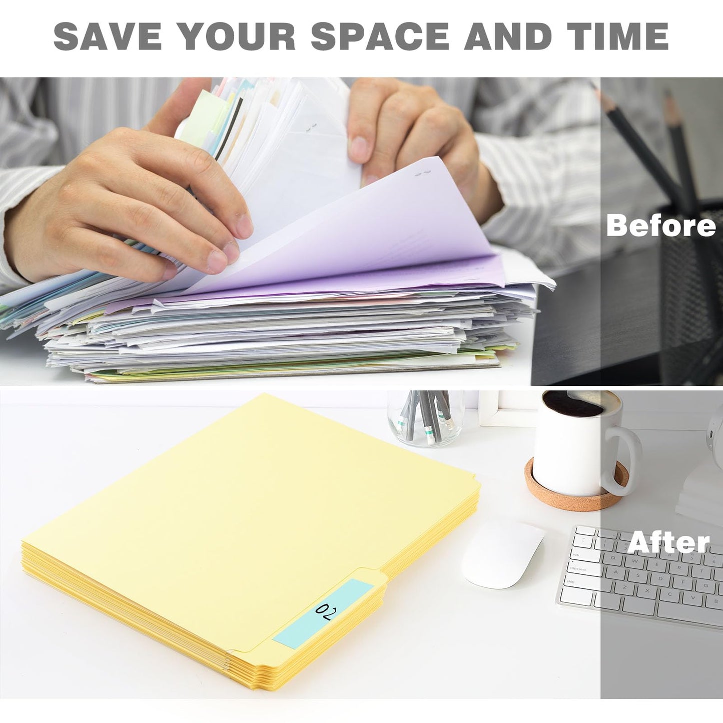 Lineco Archival Letter Size File Folders. Organize Important Documents, Prints, Photos. 9.5 X 11.75 With 1/2-Cut Tab, Acid-Free,