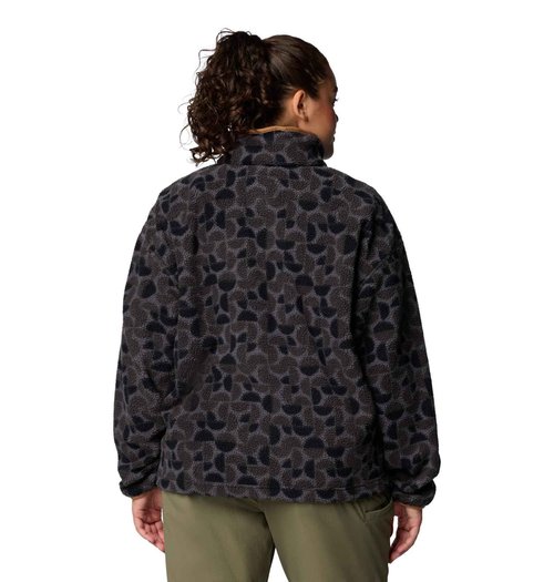 Columbia Women's Helvetia II Printed Cropped Half Snap, Black Retroscape, XX-Large