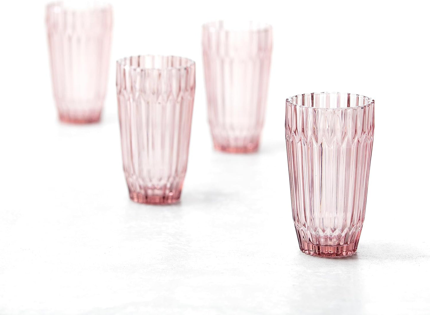 Fortessa Archie Glass Drinkware, Iced Beverage Glass (Set of 6), 14.8 Ounce, Pink