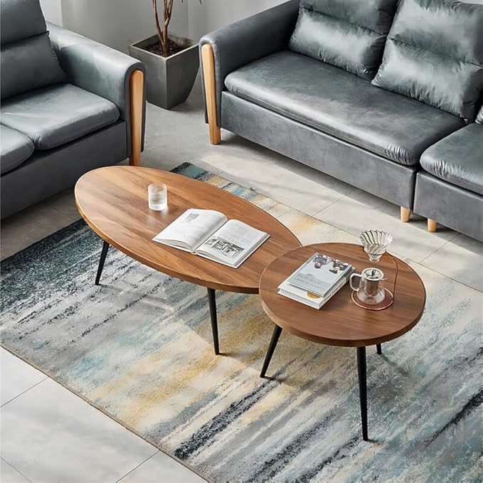 Rukulin Set of 2 Coffee Table,Nesting Side Table, Living Room Sofa End Table