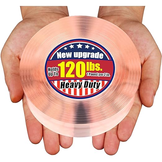 Extra Large 1.2" x 240" Double Sided Mounting Tape Heavy Duty, Clear & Tough Nano Adhesive Tape Multipurpose Removable Tape