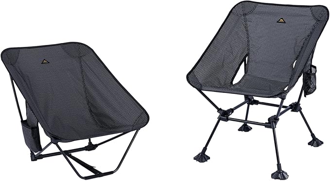 iClimb 1 Low Folding Chair and 1 Anti-Sink Large Feet Chair, Ultralight Compact for Adults Outdoor Camping Backpacking Hiking
