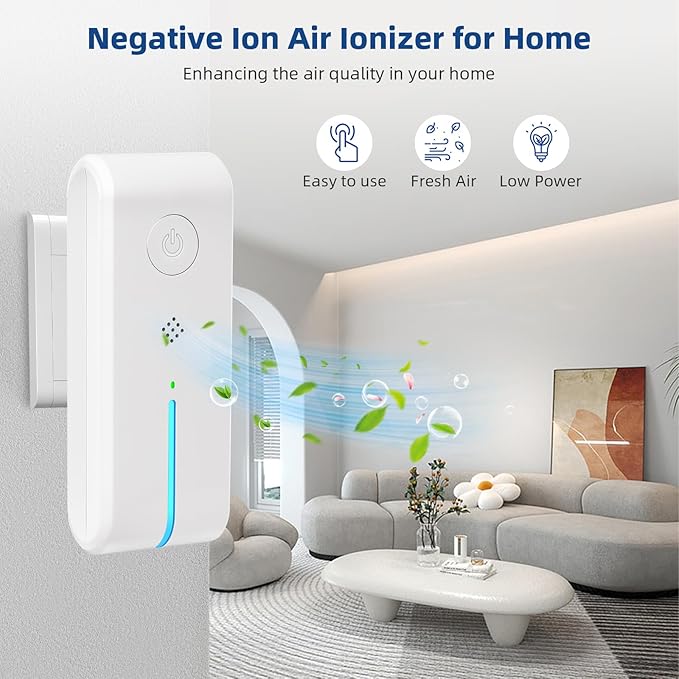 Plug In Air Ionizers - Air Ionizer for Home,Air Purifier Plug In with Night Light Negative Filterless Mobile Air Ionizer Portable Mini Air Cleaner for Home,Office,Living Room,Garage Room (4)