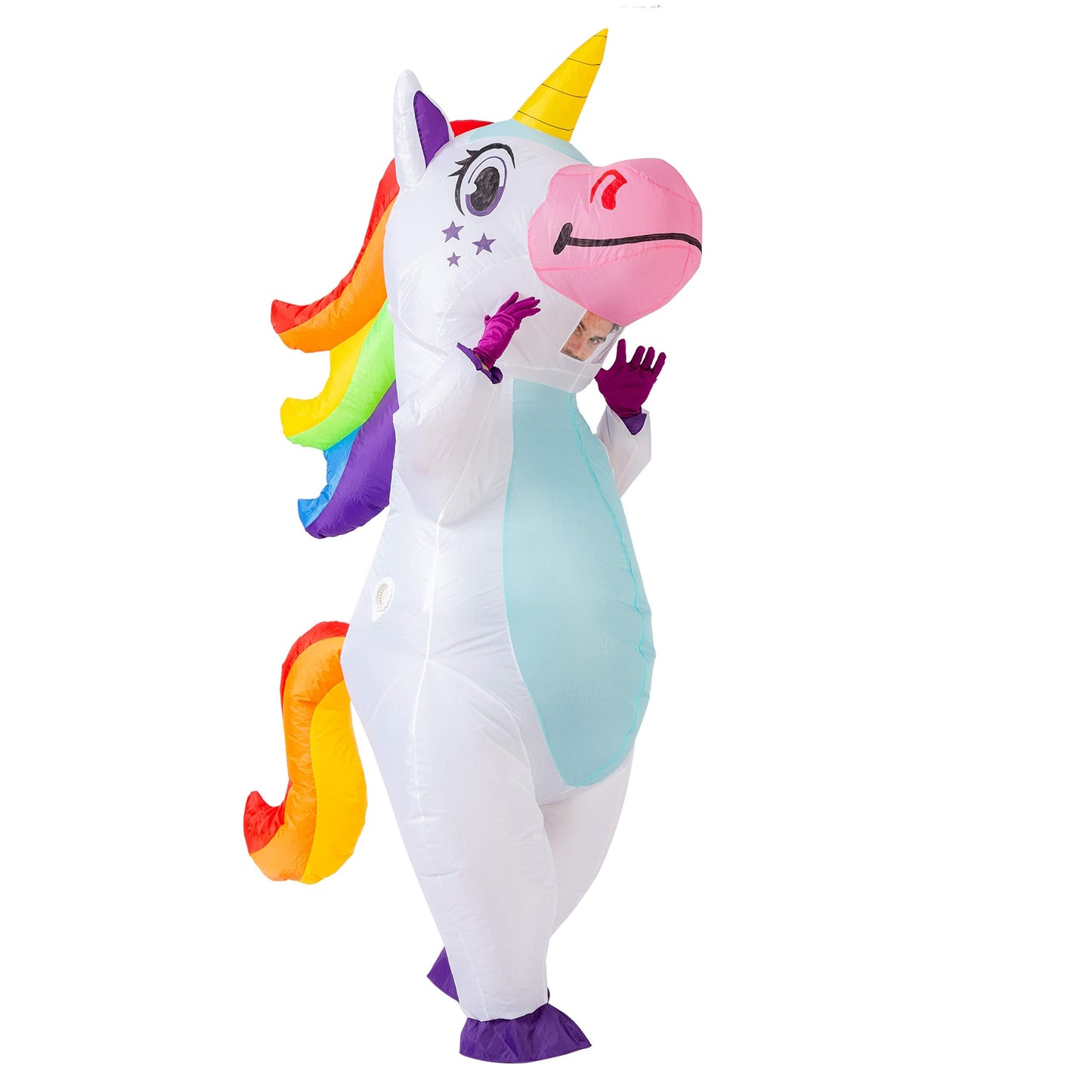 Spooktacular Creations Adult Unisex White Unicorn 65in Full Body Inflatable Costume for Halloween Parties-L