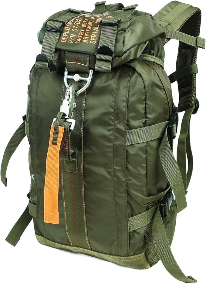 PAIWPHLI Tactical Backpack Flight Parachute Pack Large Lightweight Travel Backpack with Molle for Outdoor (Green)