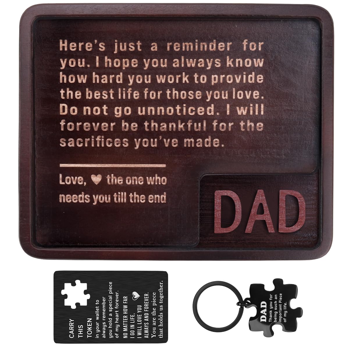 Dad Gifts for from Wife Daughter Son, Unique for Christmas Birthday, New Step Bonus Dad Wood Tray for Father, Gift for Dads Who Wants Nothing