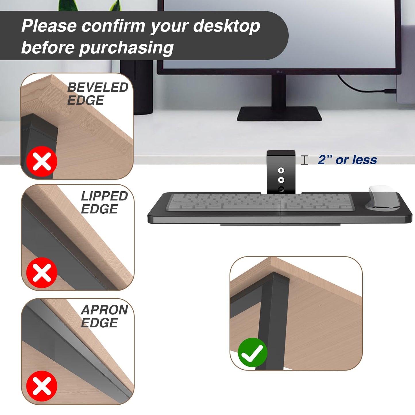 Large Under Desk Rotatable Computer Keyboard and Mouse Tray, Extra Sturdy Desk Swivel Clamp, Ergonomic Keyboard & Mouse Tray for Typing in Home, Office Work, 23 x 10 Inch - Black