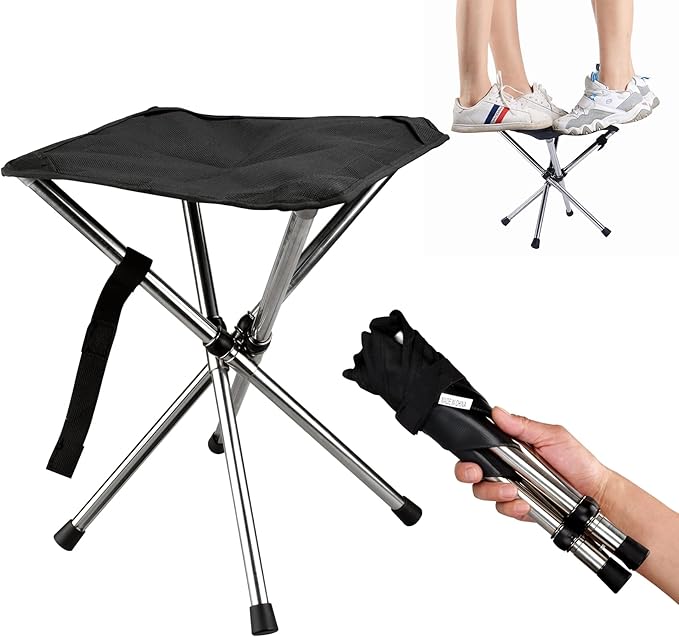 JVZI® Ultra-Light Backpacking Camping Stool - 275lbs Capacity, 1-Second Setup | Waterproof, Dual-Height Design for Campin...