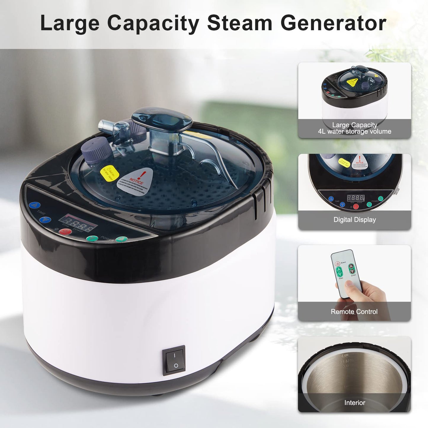 TaTalife Portable Steam Sauna, Full Size Personal Sauna for Home, with 4L & 1500W Steam Generator, Remote Control, Timer (Single Steam 4L Steamer Set - Dark Grey Orange Rim, 33.85" x 33.85" x 65.74")