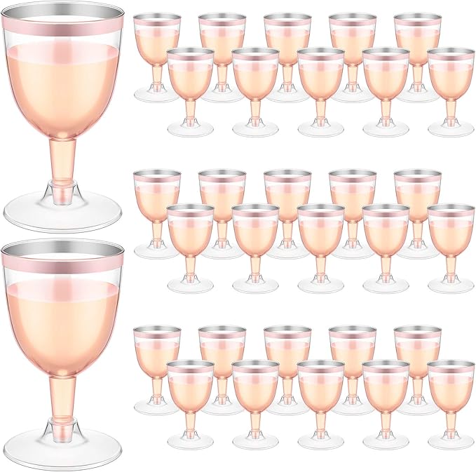 Thenshop 50 Pack 5 oz Plastic Champagne Flutes Clear Disposable Wine Glasses Cups with Stem Reusable Goblets Shatterproof ...