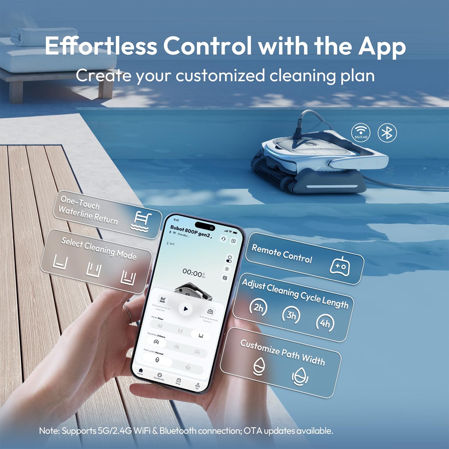 (2026 Upgrade) BUBLUE Bubot 800P Gen2 Robotic Pool Cleaner, Pool Vacuum for Inground Pools,with Smart Navigation, App Control & Scheduling, Cleans Floor/Wall/Waterline, for Pools up to 1,076 Sq.Ft.
