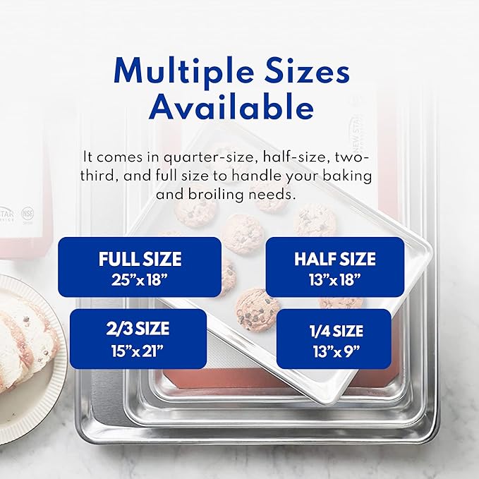 New Star Foodservice Commercial 18-Gauge Aluminum Sheet Pan and Silicone Baking Mat Set, 18 x 26 inch (Full Size)