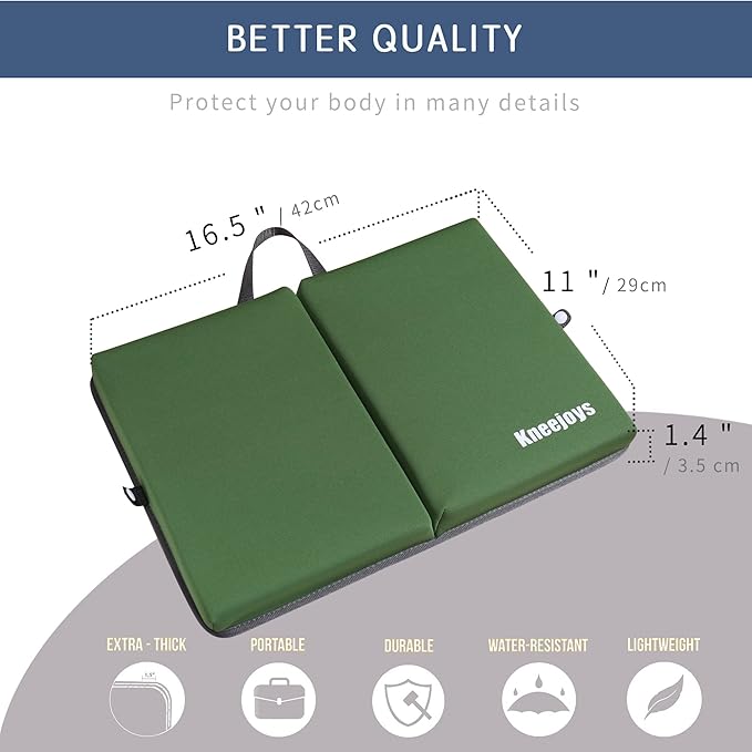 Kneejoys Bath Kneeler - Knee Pads for Women & Men, Baby Bath Kneeler, Garden & Yoga Knee Cushion (Green)