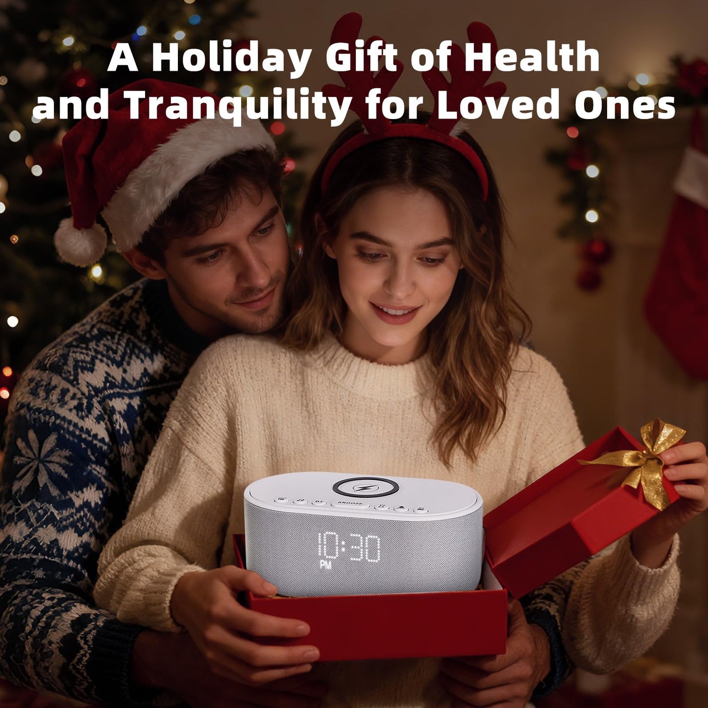 Sound Machine Alarm Clock Wireless Charger: Bluetooth 10W Stereo Sound Speaker Bedroom - White Noise Machine for Sleeping with 21 Soothing Sounds