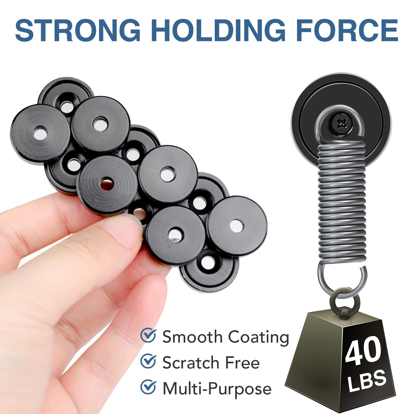 MIKEDE Magnets, 40lbs Strong Magnet with Holes, Black Industrial Rare Earth Neodymium Magnet Heavy Duty Round Cup with Countersunk Hole with Screws for Wall Mounting - 12 Pack