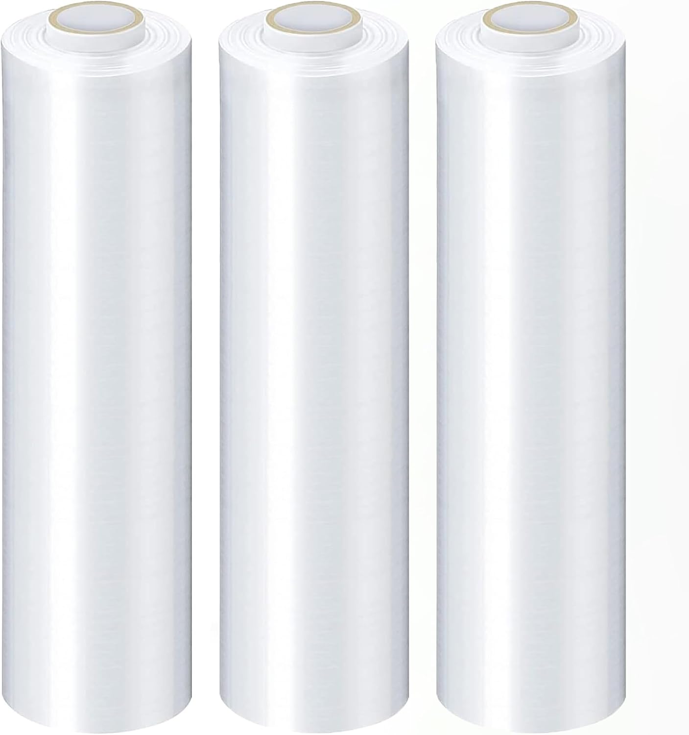 PSBM Stretch Wrap, 4 Pack, 15 Inch x 1500 Feet, 80 Gauge, Clear Plastic Cling, Cast Hand Stretch Film Rolls for Packaging Moving Packing Pallets