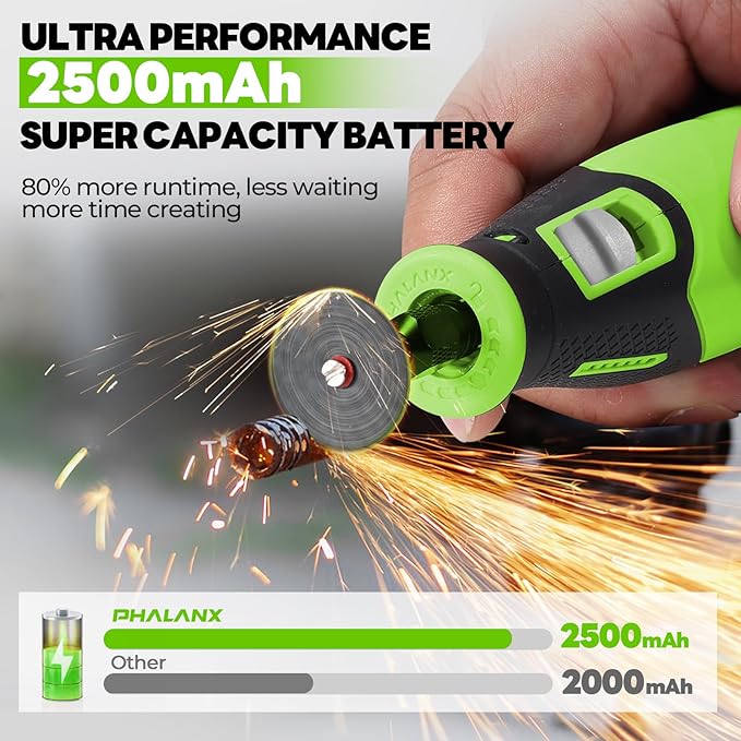 Rotary Tool - 4V Rotary Tool Cordless, Rotary Tool Accessories 64 PCS 2500mAh Li-Ion Battery, Preset 5 Speed Adjustment Grinder Tool for Cutting Sanding Carving Polishing Engraver DIY Crafts (Green)