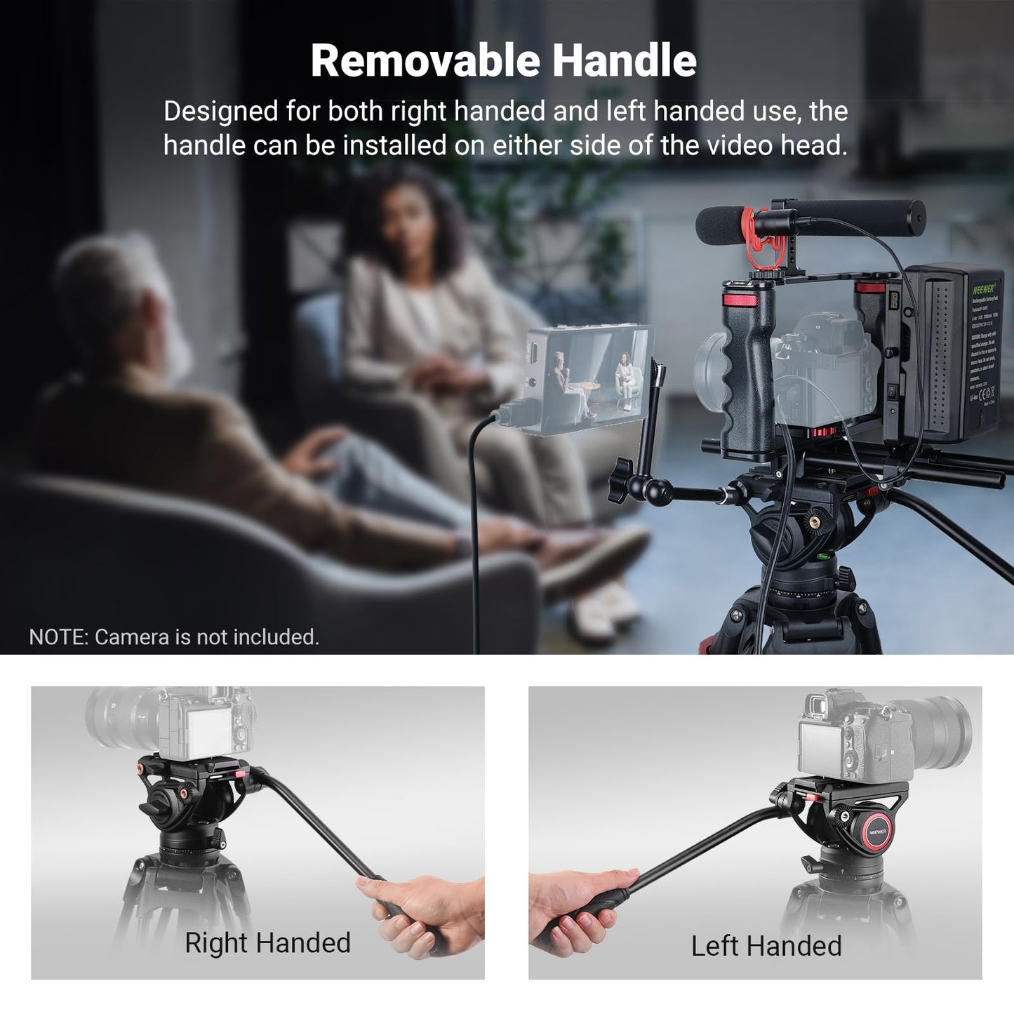 NEEWER 74" Video Tripod with Fluid Head, QR Plate , Aluminum Heavy Duty Camera Tripod Professional for DSLR Cameras Camcorders, Max Load 17.6lb/8kg, TP74